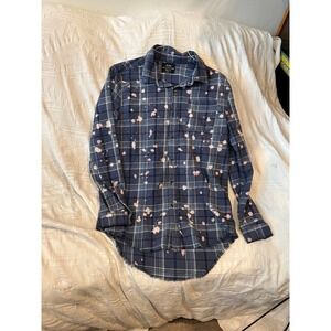 JayWalker Tie Dye Button Up Lite Fleece Flannel Mens M